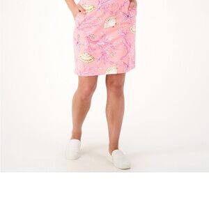 Quacker Factory Pink and White Pencil Skirt Casual Resort Wear